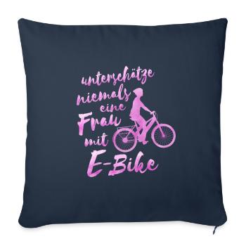 e bike Fahrrad Frau Geschenk e bike - Sofakissenbezug 45 x 45 cm - Navy - Vorne