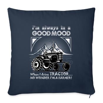 Tracteur dit fermier - Housse de coussin décorative 45 x 45 cm - bleu marine - Devant