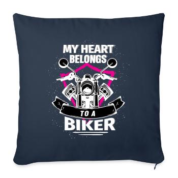 Motocycliste cadeau renard - Housse de coussin décorative 45 x 45 cm - bleu marine - Devant