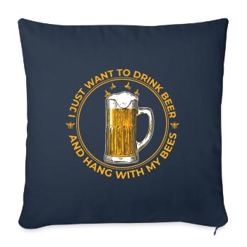 Bier Bienen Imker lustiger Spruch - Sofakissenbezug 45 x 45 cm - Navy - Vorne