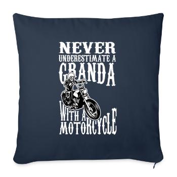 Grand-père Grand-père Motard Motocycliste - Housse de coussin décorative 45 x 45 cm - bleu marine - Devant