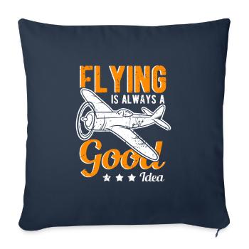 Flying pilot airplane saying - Sofa pillowcase 17,3'' x 17,3'' (45 x 45 cm) - navy - Front