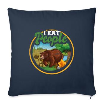Ours je mange les gens Camping Camper - Housse de coussin décorative 45 x 45 cm - bleu marine - Devant