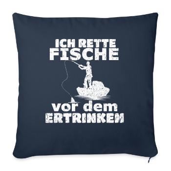 pêche - Housse de coussin décorative 45 x 45 cm - bleu marine - Devant