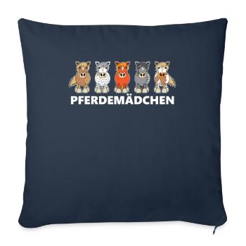Cheval fille à cheval - Housse de coussin décorative 45 x 45 cm - bleu marine - Devant