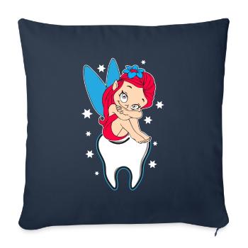 Dentiste dentiste dent elfe fée - Housse de coussin décorative 45 x 45 cm - bleu marine - Devant