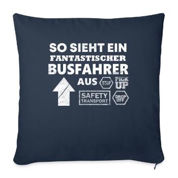 Chauffeur de bus dire drôle - Housse de coussin décorative 45 x 45 cm - bleu marine - Devant