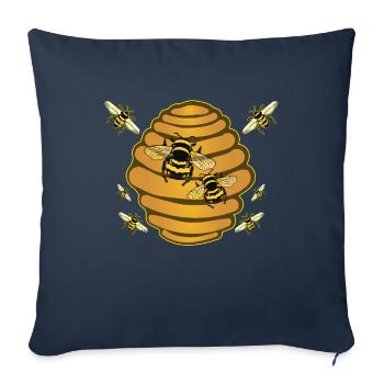 Abeille abeille cadeau d'abeille - Housse de coussin décorative 45 x 45 cm - bleu marine - Devant