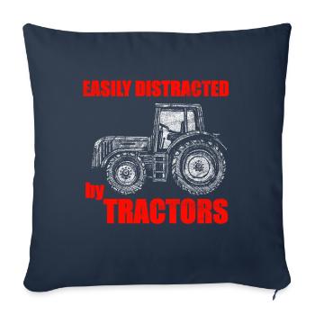 Tracteurs tracteurs proverbe - Housse de coussin décorative 45 x 45 cm - bleu marine - Devant