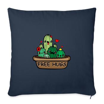 Cactus câlins gratuits - Housse de coussin décorative 45 x 45 cm - bleu marine - Devant