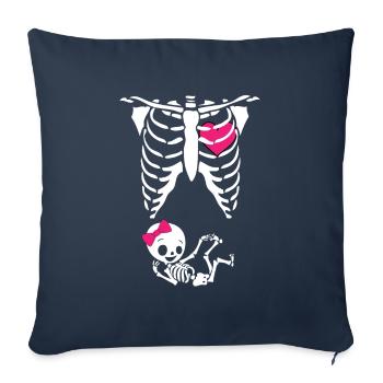 Squelette de la mère Halloween Bébé enceinte - Housse de coussin décorative 45 x 45 cm - bleu marine - Devant