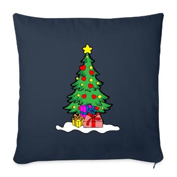 Amour de sapin de noel - Housse de coussin décorative 45 x 45 cm - bleu marine - Devant
