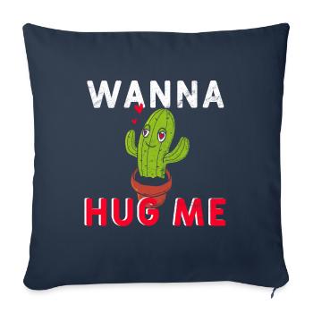Cactus wanna hug me - Sofa pillowcase 17,3'' x 17,3'' (45 x 45 cm) - navy - Front