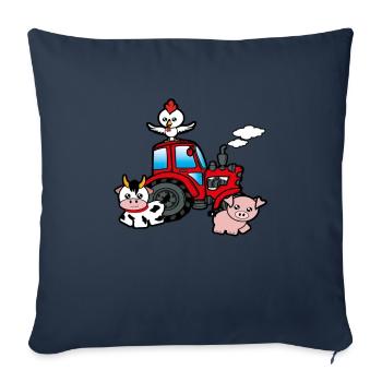 Tracteur Tracteur Ferme de cadeaux - Housse de coussin décorative 45 x 45 cm - bleu marine - Devant