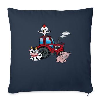 Tracteur fermier - Housse de coussin décorative 45 x 45 cm - bleu marine - Devant