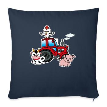 Ferme de tracteur - Housse de coussin décorative 45 x 45 cm - bleu marine - Devant