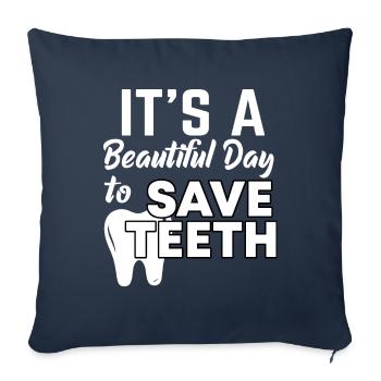 Dentiste disant drôle - Housse de coussin décorative 45 x 45 cm - bleu marine - Devant