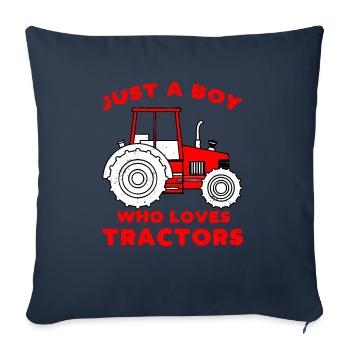 Seulement un garçon qui aime les tracteurs - Housse de coussin décorative 45 x 45 cm - bleu marine - Devant