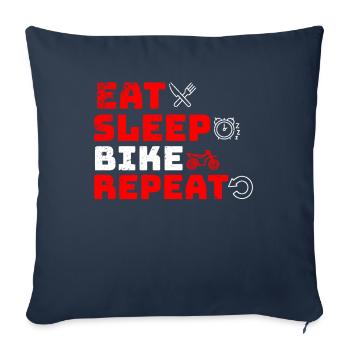 Eat Sleep Bike Repeat - Sofa pillowcase 17,3'' x 17,3'' (45 x 45 cm) - navy - Front