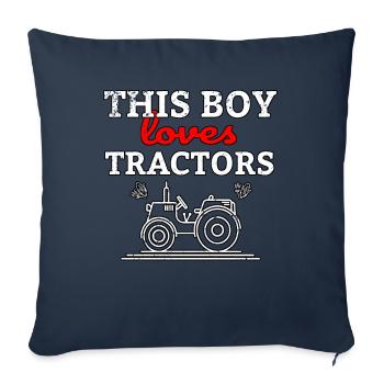 Tracteur tracteurs agriculteur garçons enfants cadeau - Housse de coussin décorative 45 x 45 cm - bleu marine - Devant