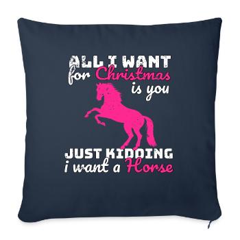 Chevaux de Noël équitation sort - Housse de coussin décorative 45 x 45 cm - bleu marine - Devant