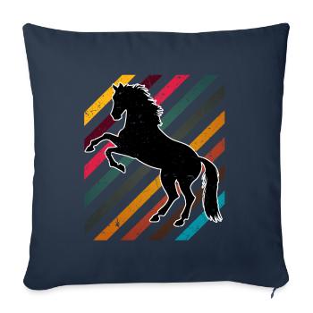 Chevaux de cheval Vintage - Housse de coussin décorative 45 x 45 cm - bleu marine - Devant