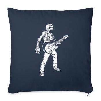 Joueur de guitare guitare squelette - Housse de coussin décorative 45 x 45 cm - bleu marine - Devant