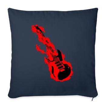 Guitar on fire rocker guitariste rock and roll - Housse de coussin décorative 45 x 45 cm - bleu marine - Devant