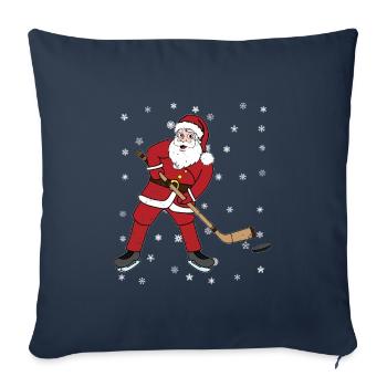 Hockey Santa Claus Ugly Xmas hockey sur glace - Housse de coussin décorative 45 x 45 cm - bleu marine - Devant