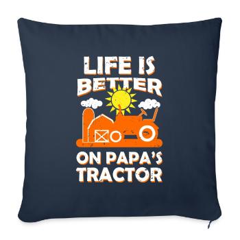 Tracteur tracteur conducteur agriculteur père - Housse de coussin décorative 45 x 45 cm - bleu marine - Devant