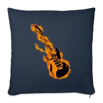 Brûler des guitares de guitare rock and roll - Housse de coussin décorative 45 x 45 cm - bleu marine - Devant