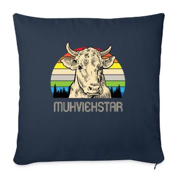 Éleveur de vaches vache Muhviehstar - Housse de coussin décorative 45 x 45 cm - bleu marine - Devant