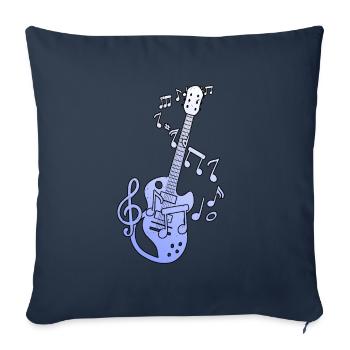 Notes de musique de guitare - Housse de coussin décorative 45 x 45 cm - bleu marine - Devant