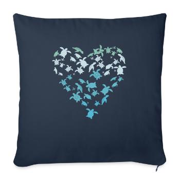 Turtle love - Sofa pillowcase 17,3'' x 17,3'' (45 x 45 cm) - navy - Front