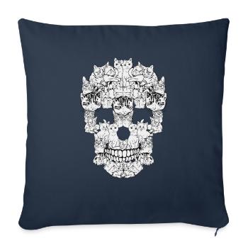 Cats skull - Sofa pillowcase 17,3'' x 17,3'' (45 x 45 cm) - navy - Front