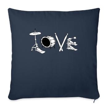 Tambours d'amour - Housse de coussin décorative 45 x 45 cm - bleu marine - Devant