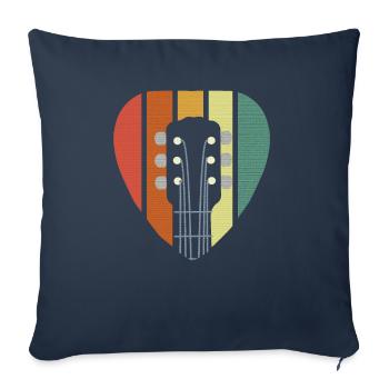 Plectre de guitare vintage - Housse de coussin décorative 45 x 45 cm - bleu marine - Devant
