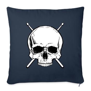 Crâne de tambours de batteur - Housse de coussin décorative 45 x 45 cm - bleu marine - Devant