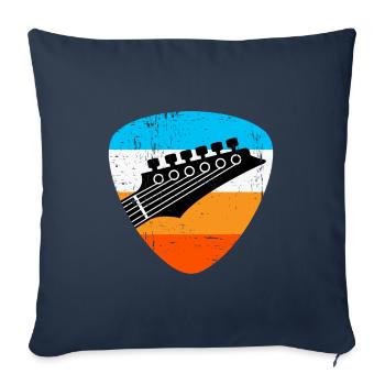 Guitare rétro - Housse de coussin décorative 45 x 45 cm - bleu marine - Devant