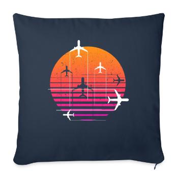 Pilotes avions Vintage Style - Housse de coussin décorative 45 x 45 cm - bleu marine - Devant