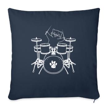 Drums cat drummer - Sofa pillowcase 17,3'' x 17,3'' (45 x 45 cm) - navy - Front