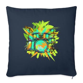 Batteur de batterie - Housse de coussin décorative 45 x 45 cm - bleu marine - Devant