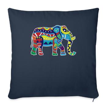 Éléphant coloré - Housse de coussin décorative 45 x 45 cm - bleu marine - Devant