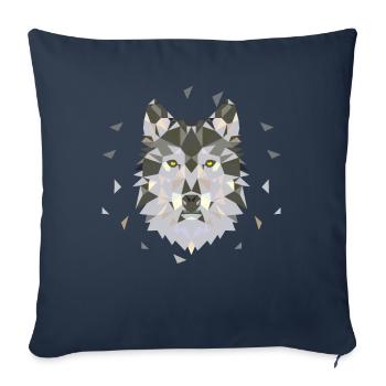 Loup loups loup visage - Housse de coussin décorative 45 x 45 cm - bleu marine - Devant