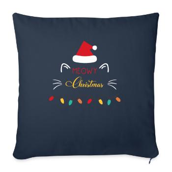 Chats de Noël Meowy Chat de Noël - Housse de coussin décorative 45 x 45 cm - bleu marine - Devant