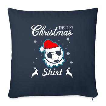 Footballeur de Noël - Housse de coussin décorative 45 x 45 cm - bleu marine - Devant