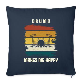 Les tambours me rendent heureux les tambours - Housse de coussin décorative 45 x 45 cm - bleu marine - Devant