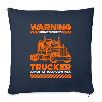 Warning trucker lorry driver lorry driver - Sofa pillowcase 17,3'' x 17,3'' (45 x 45 cm) - navy - Front