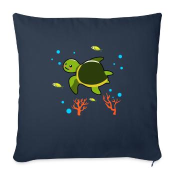 Tortues Plongée - Housse de coussin décorative 45 x 45 cm - bleu marine - Devant