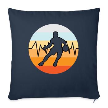 Basketball Basketballer Vintage - Housse de coussin décorative 45 x 45 cm - bleu marine - Devant